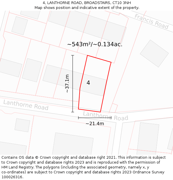 4, LANTHORNE ROAD, BROADSTAIRS, CT10 3NH: Plot and title map