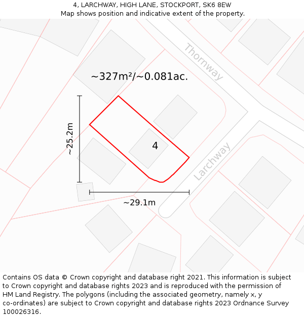 4, LARCHWAY, HIGH LANE, STOCKPORT, SK6 8EW: Plot and title map