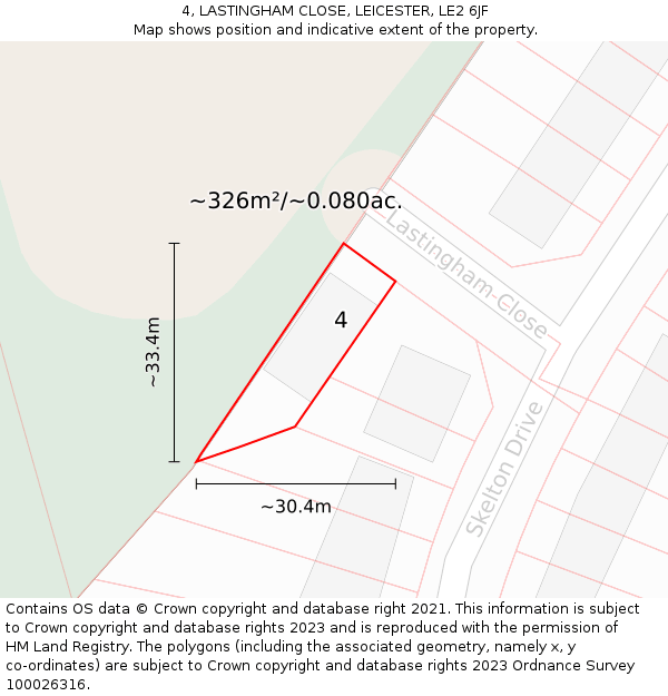 4, LASTINGHAM CLOSE, LEICESTER, LE2 6JF: Plot and title map