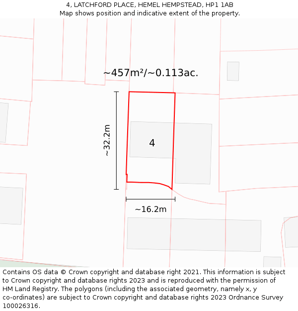 4, LATCHFORD PLACE, HEMEL HEMPSTEAD, HP1 1AB: Plot and title map