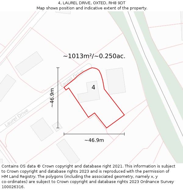 4, LAUREL DRIVE, OXTED, RH8 9DT: Plot and title map