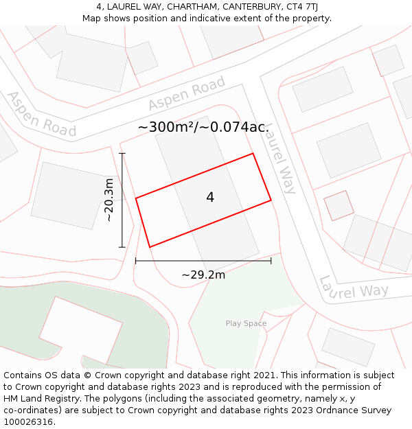 4, LAUREL WAY, CHARTHAM, CANTERBURY, CT4 7TJ: Plot and title map