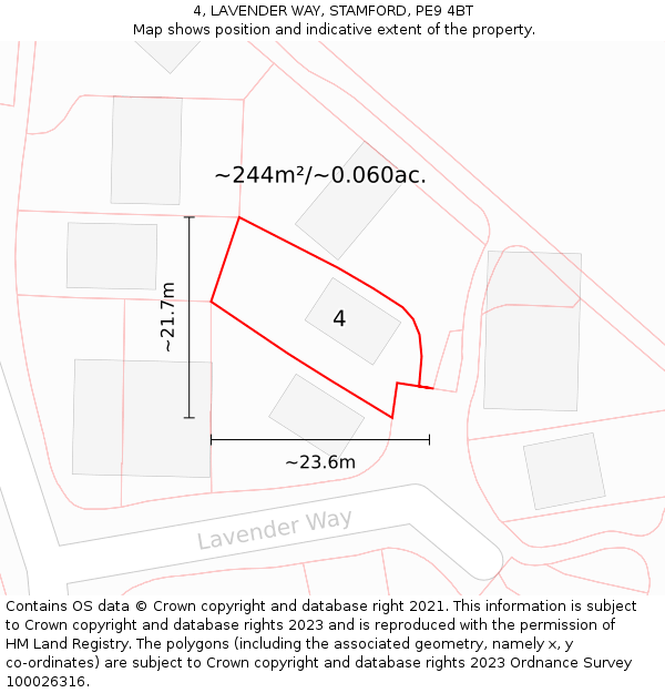 4, LAVENDER WAY, STAMFORD, PE9 4BT: Plot and title map