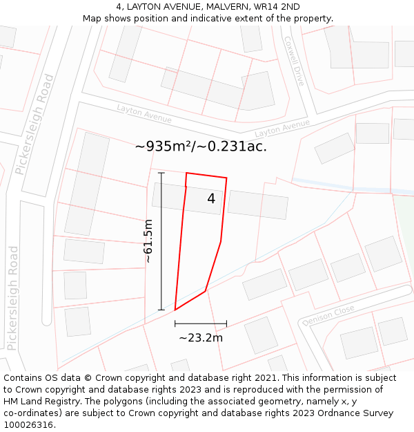 4, LAYTON AVENUE, MALVERN, WR14 2ND: Plot and title map