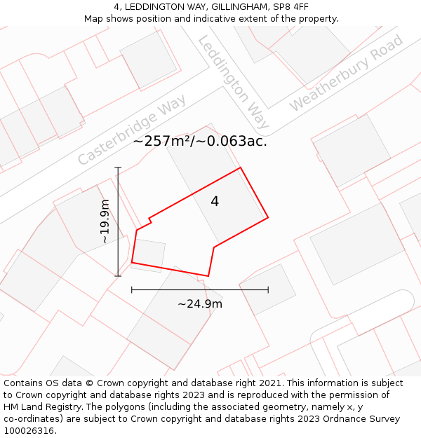 4, LEDDINGTON WAY, GILLINGHAM, SP8 4FF: Plot and title map