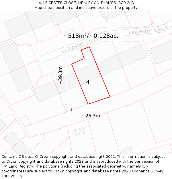 4, LEICESTER CLOSE, HENLEY-ON-THAMES, RG9 2LD: Plot and title map