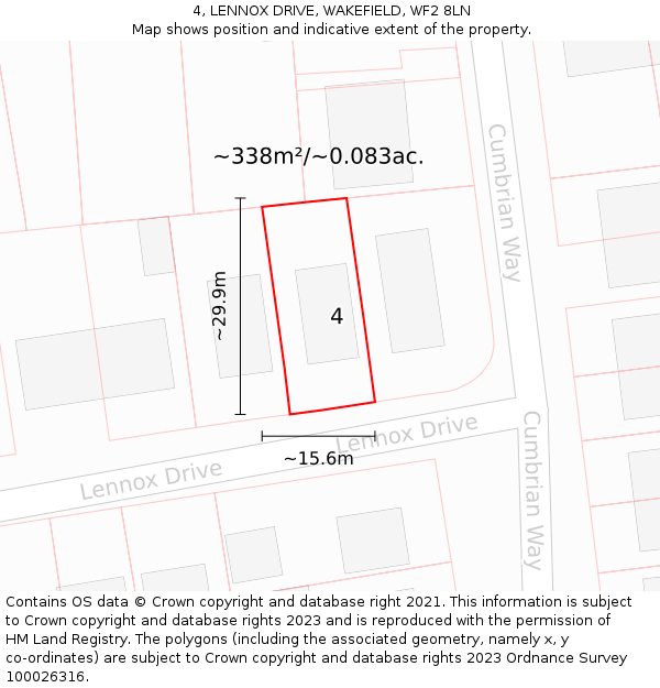 4, LENNOX DRIVE, WAKEFIELD, WF2 8LN: Plot and title map