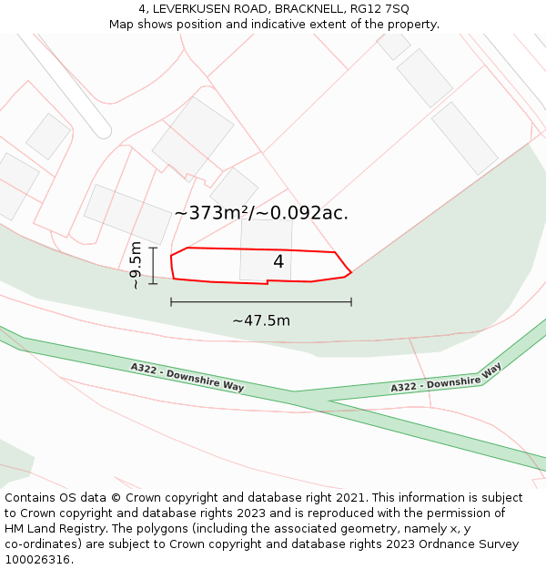 4, LEVERKUSEN ROAD, BRACKNELL, RG12 7SQ: Plot and title map