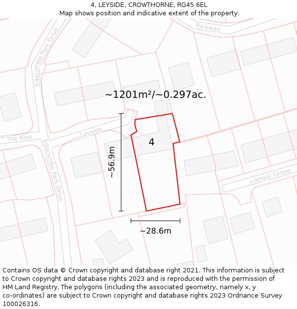 4, LEYSIDE, CROWTHORNE, RG45 6EL: Plot and title map