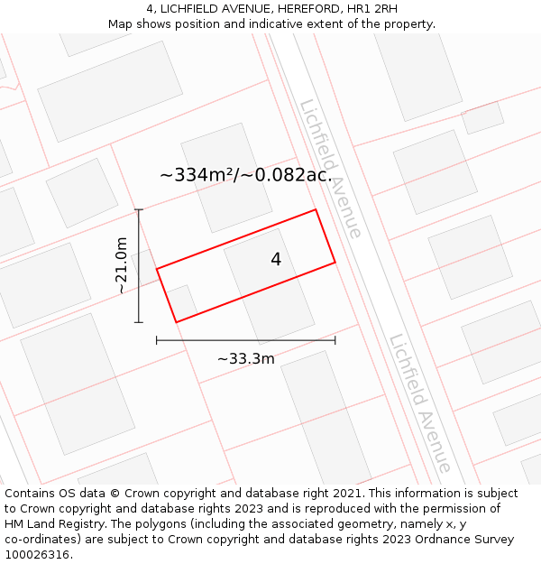 4, LICHFIELD AVENUE, HEREFORD, HR1 2RH: Plot and title map