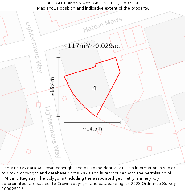 4, LIGHTERMANS WAY, GREENHITHE, DA9 9FN: Plot and title map