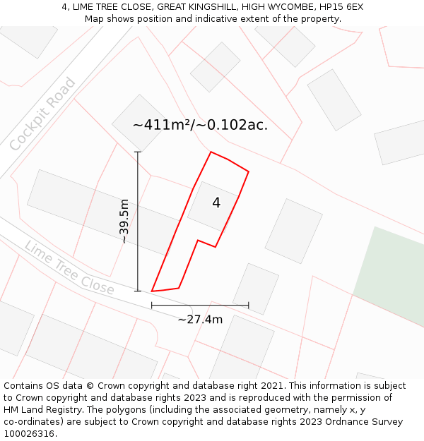 4, LIME TREE CLOSE, GREAT KINGSHILL, HIGH WYCOMBE, HP15 6EX: Plot and title map