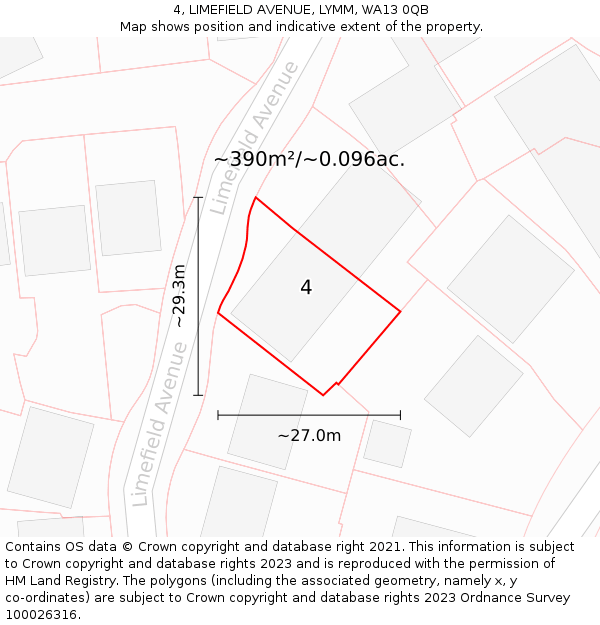 4, LIMEFIELD AVENUE, LYMM, WA13 0QB: Plot and title map