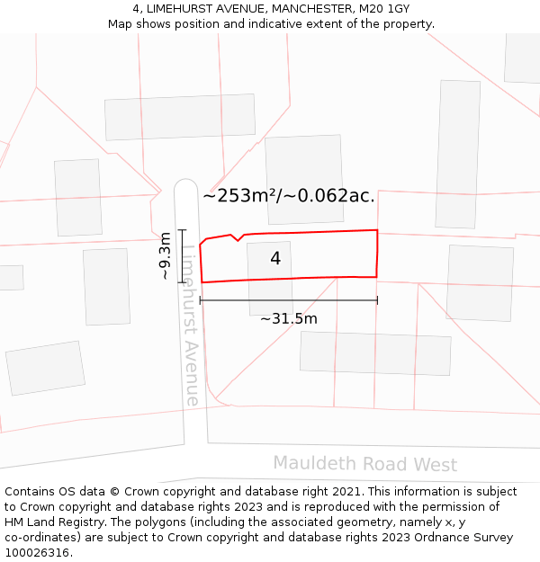 4, LIMEHURST AVENUE, MANCHESTER, M20 1GY: Plot and title map