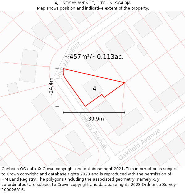 4, LINDSAY AVENUE, HITCHIN, SG4 9JA: Plot and title map