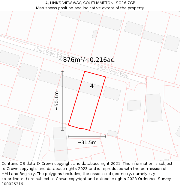 4, LINKS VIEW WAY, SOUTHAMPTON, SO16 7GR: Plot and title map