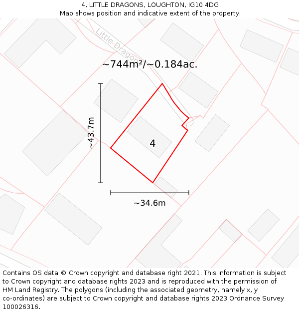 4, LITTLE DRAGONS, LOUGHTON, IG10 4DG: Plot and title map