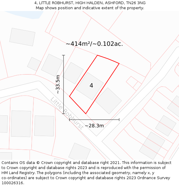 4, LITTLE ROBHURST, HIGH HALDEN, ASHFORD, TN26 3NG: Plot and title map