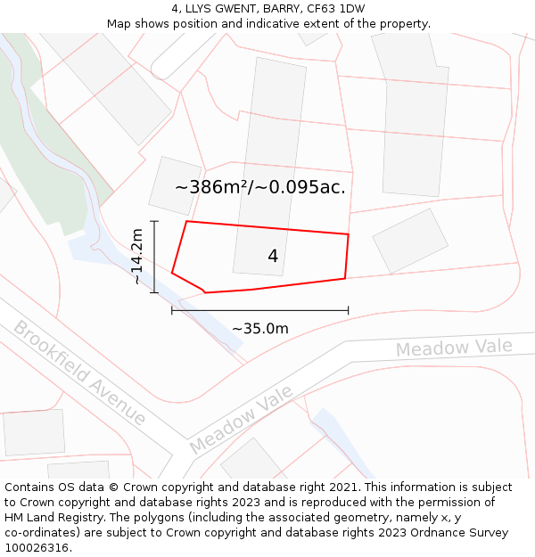 4, LLYS GWENT, BARRY, CF63 1DW: Plot and title map