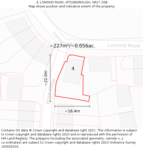 4, LOMOND ROAD, ATTLEBOROUGH, NR17 2SB: Plot and title map