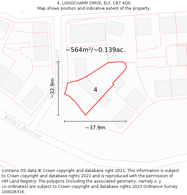 4, LONGCHAMP DRIVE, ELY, CB7 4QS: Plot and title map