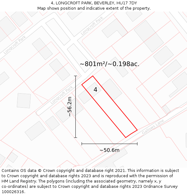 4, LONGCROFT PARK, BEVERLEY, HU17 7DY: Plot and title map