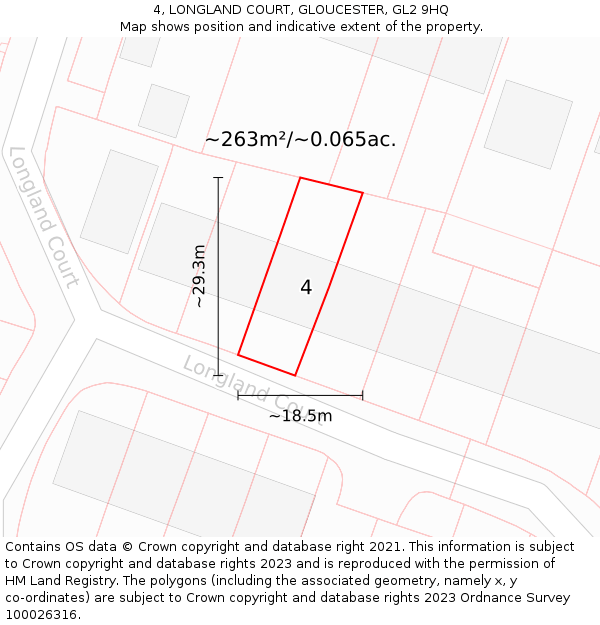 4, LONGLAND COURT, GLOUCESTER, GL2 9HQ: Plot and title map