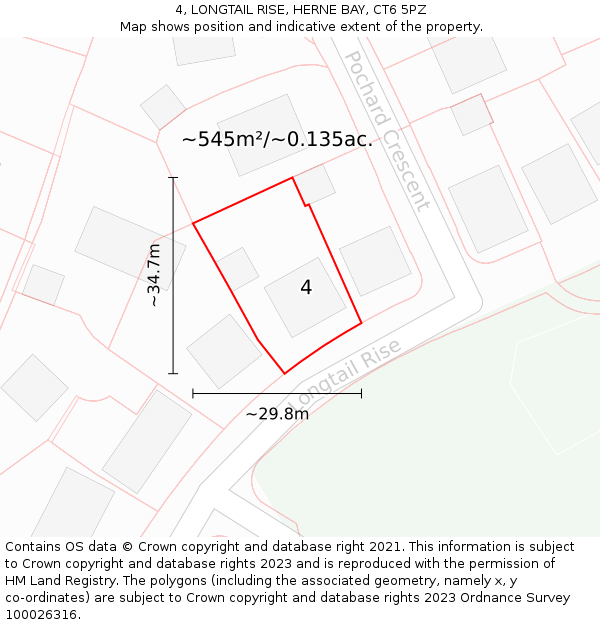 4, LONGTAIL RISE, HERNE BAY, CT6 5PZ: Plot and title map