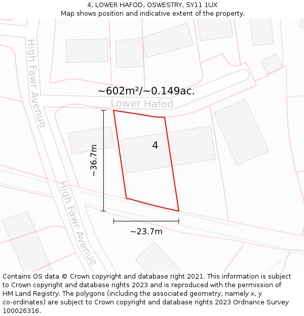 4, LOWER HAFOD, OSWESTRY, SY11 1UX: Plot and title map