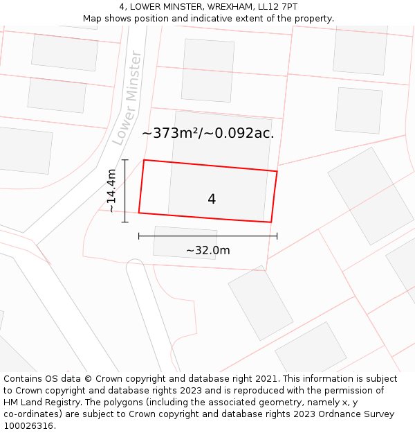 4, LOWER MINSTER, WREXHAM, LL12 7PT: Plot and title map