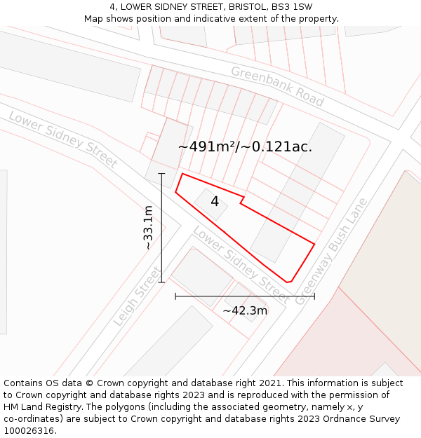 4, LOWER SIDNEY STREET, BRISTOL, BS3 1SW: Plot and title map