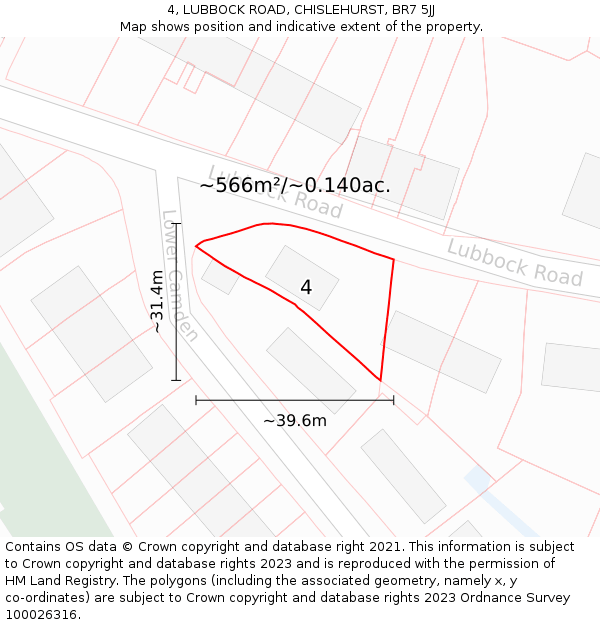 4, LUBBOCK ROAD, CHISLEHURST, BR7 5JJ: Plot and title map