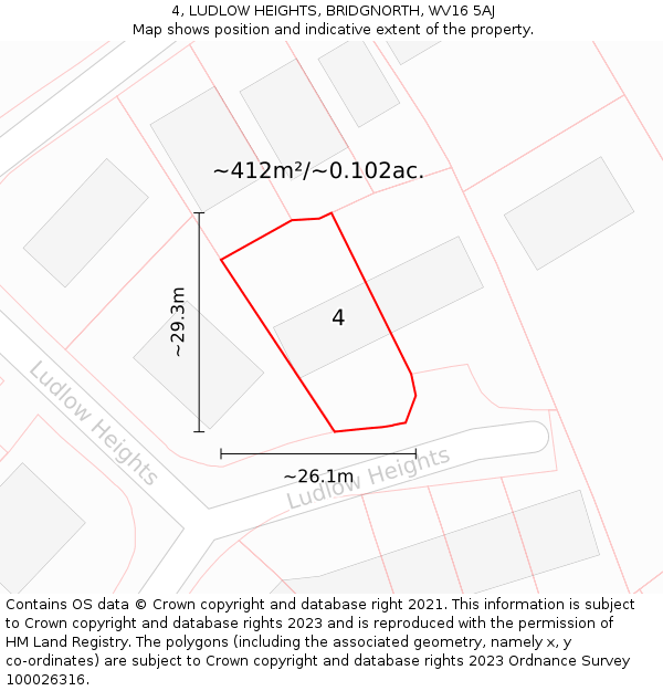 4, LUDLOW HEIGHTS, BRIDGNORTH, WV16 5AJ: Plot and title map