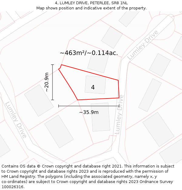 4, LUMLEY DRIVE, PETERLEE, SR8 1NL: Plot and title map
