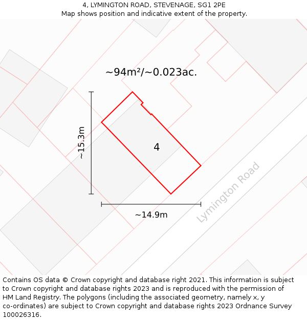 4, LYMINGTON ROAD, STEVENAGE, SG1 2PE: Plot and title map