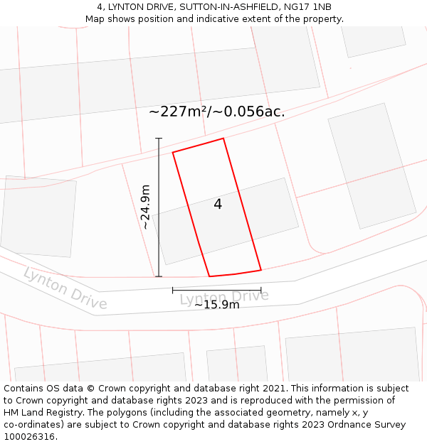 4, LYNTON DRIVE, SUTTON-IN-ASHFIELD, NG17 1NB: Plot and title map