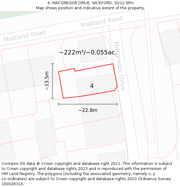 4, MACGREGOR DRIVE, WICKFORD, SS12 9PH: Plot and title map
