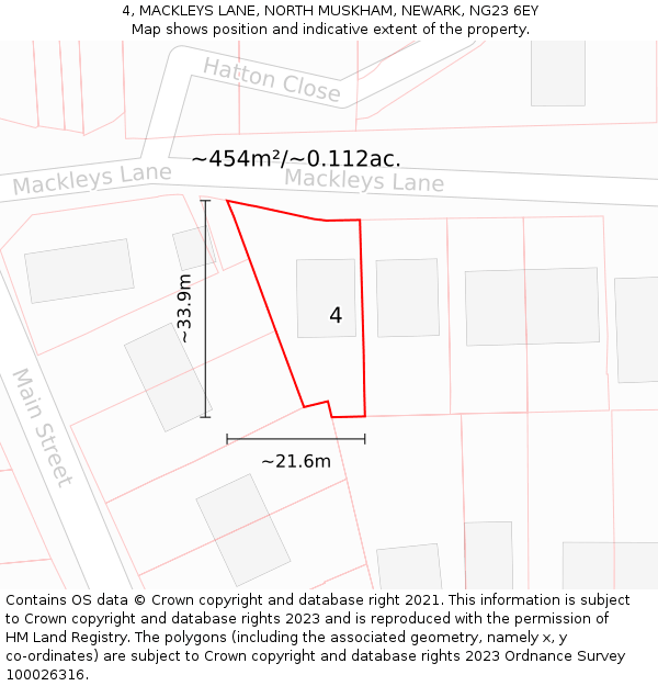 4, MACKLEYS LANE, NORTH MUSKHAM, NEWARK, NG23 6EY: Plot and title map