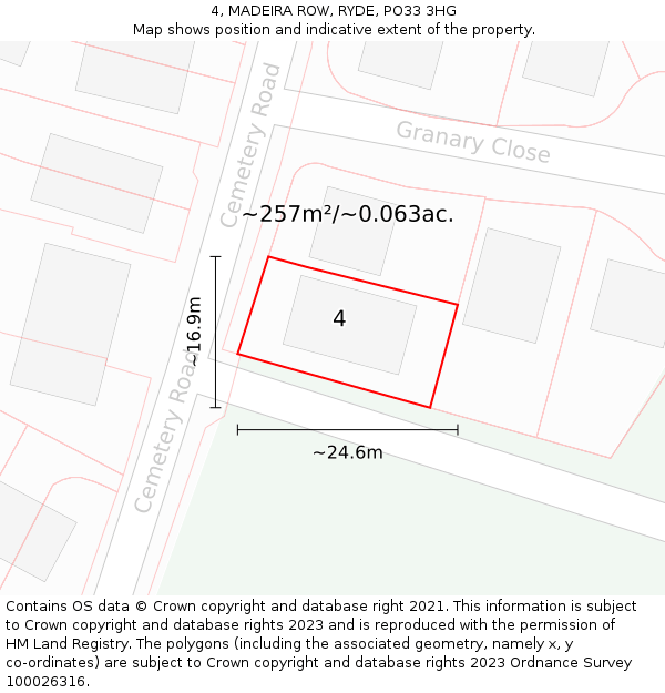 4, MADEIRA ROW, RYDE, PO33 3HG: Plot and title map