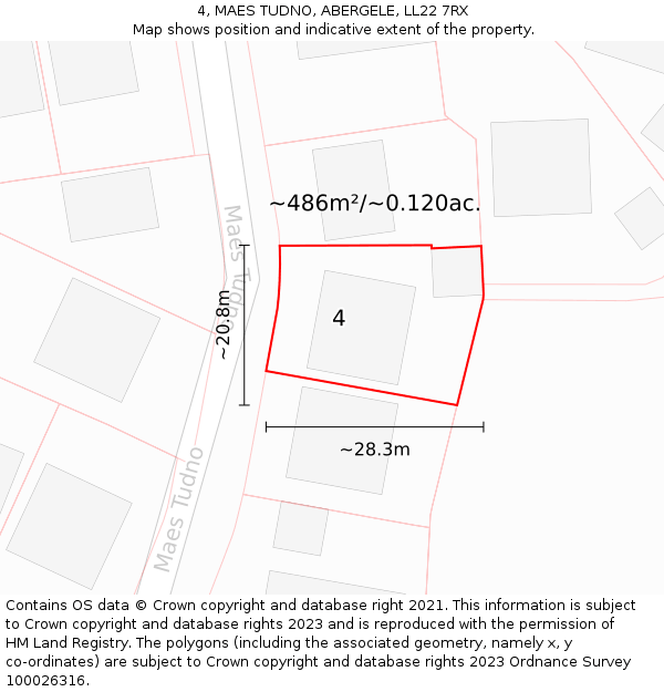 4, MAES TUDNO, ABERGELE, LL22 7RX: Plot and title map