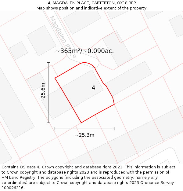 4, MAGDALEN PLACE, CARTERTON, OX18 3EP: Plot and title map