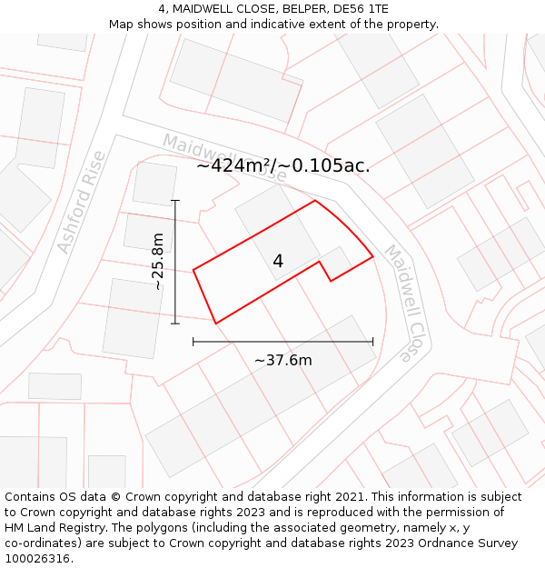 4, MAIDWELL CLOSE, BELPER, DE56 1TE: Plot and title map