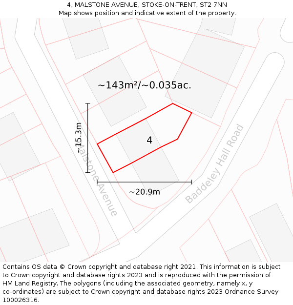 4, MALSTONE AVENUE, STOKE-ON-TRENT, ST2 7NN: Plot and title map