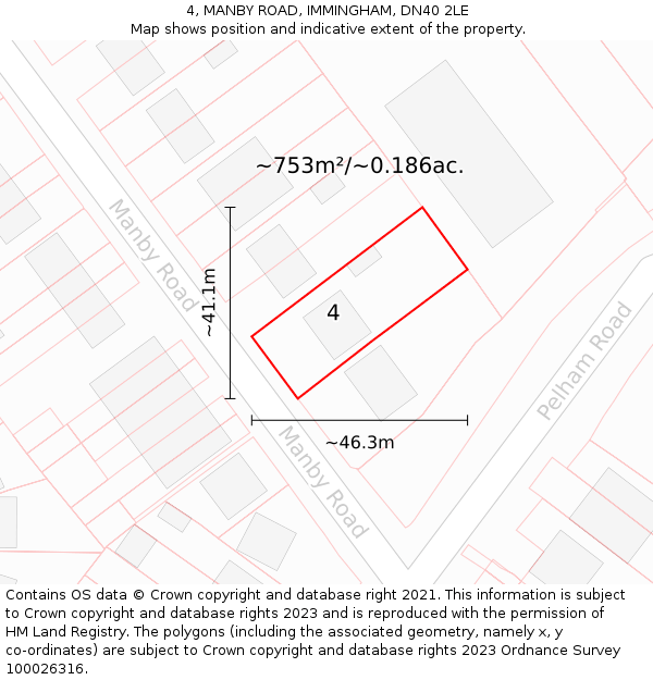 4, MANBY ROAD, IMMINGHAM, DN40 2LE: Plot and title map