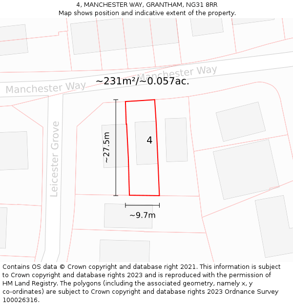 4, MANCHESTER WAY, GRANTHAM, NG31 8RR: Plot and title map