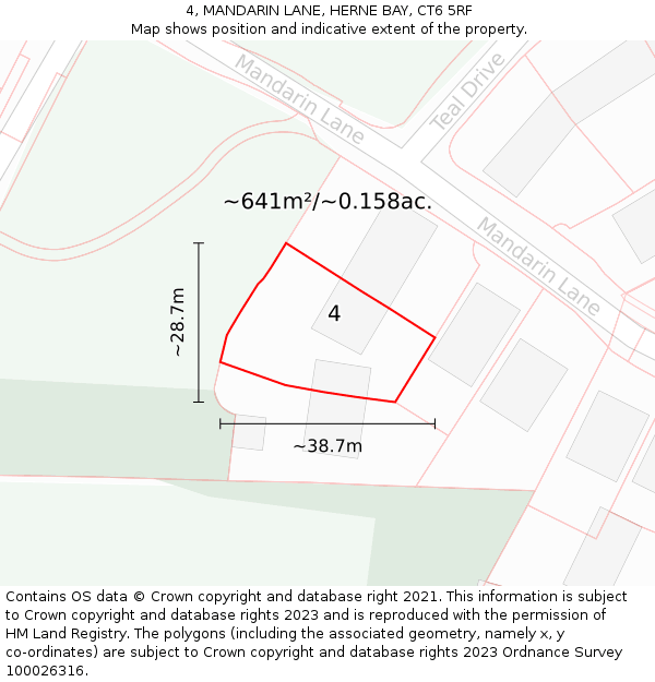 4, MANDARIN LANE, HERNE BAY, CT6 5RF: Plot and title map