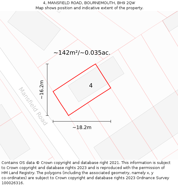 4, MANSFIELD ROAD, BOURNEMOUTH, BH9 2QW: Plot and title map