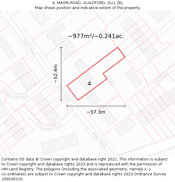 4, MAORI ROAD, GUILDFORD, GU1 2EL: Plot and title map