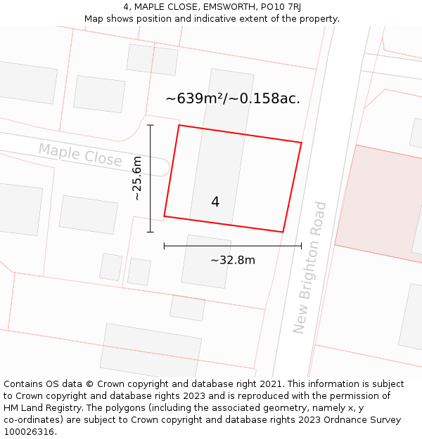 4, MAPLE CLOSE, EMSWORTH, PO10 7RJ: Plot and title map