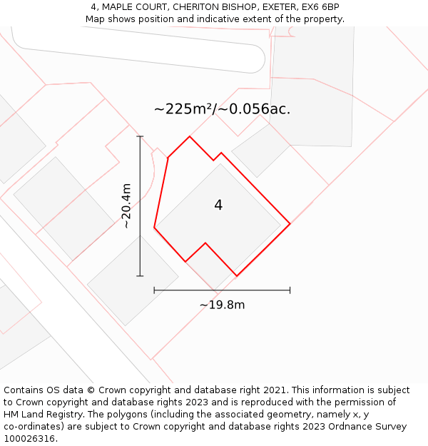 4, MAPLE COURT, CHERITON BISHOP, EXETER, EX6 6BP: Plot and title map